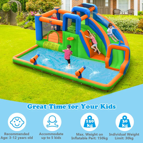 Inflatable Water Slide with Dual Climbing Walls and Blower Excluded