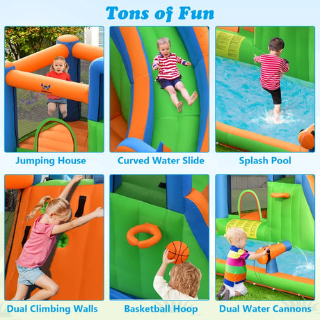 Inflatable Water Slide with Dual Climbing Walls and Blower Excluded