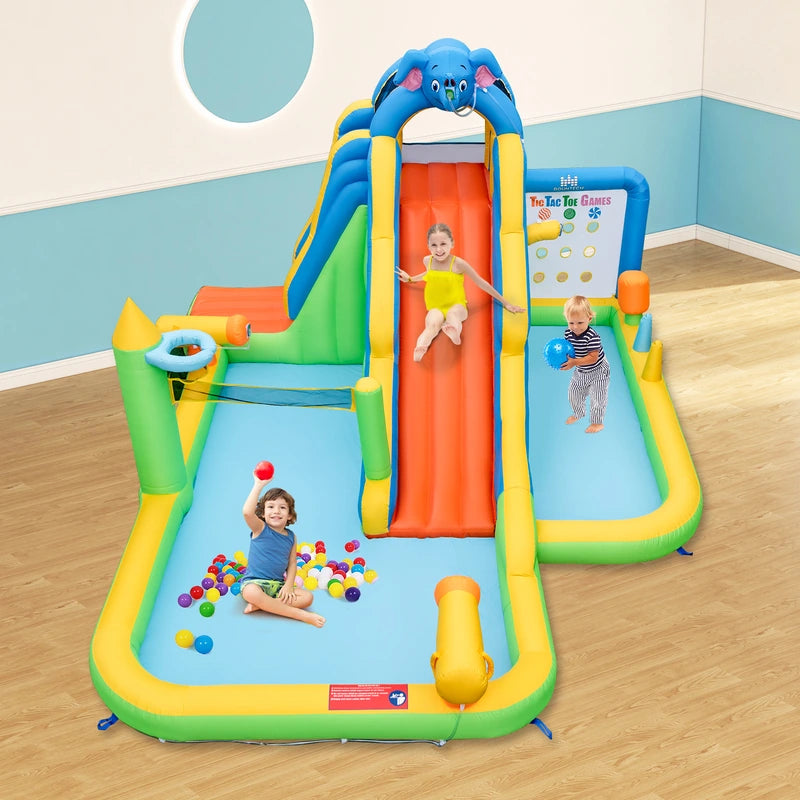 Inflatable Water Slide with Splash Pool and Climbing Wall for Oudoor Indoor without Blower