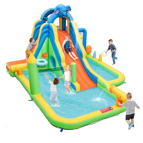 Inflatable Water Slide with Splash Pool and Climbing Wall for Oudoor Indoor without Blower