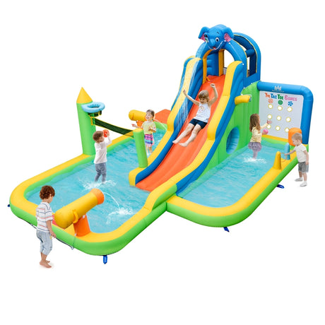 Inflatable Water Slide with Splash Pool and Climbing Wall for Oudoor Indoor without Blower