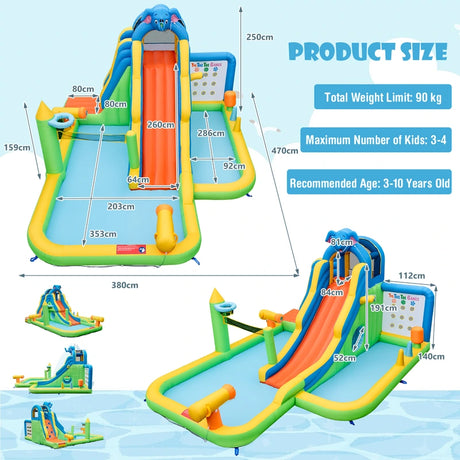 Inflatable Water Slide with Splash Pool and Climbing Wall for Oudoor Indoor without Blower