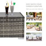 Outsunny 7 Pieces Outdoor PE Rattan Corner Sofa Set, Patio Wicker Conversation Chaise Lounge Furniture w/ Tempered Glass Table-top & Soft Padded Cushion for Garden, Backyard, Lawn, Dark Grey