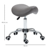 HOMCOM Cosmetic Stool 360 Rotate Height Adjustable Salon Massage Spa Chair Hydraulic Rolling Faux Leather Saddle Stool, Grey