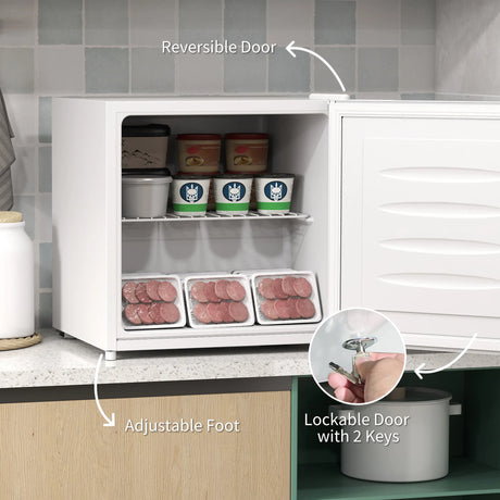HOMCOM 35L Mini Freezer, -24 to -14 Temperature - White