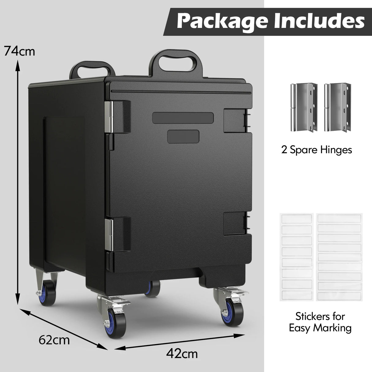 81 Quart Capacity End-loading Insulated Food Pan Carrier with Wheels