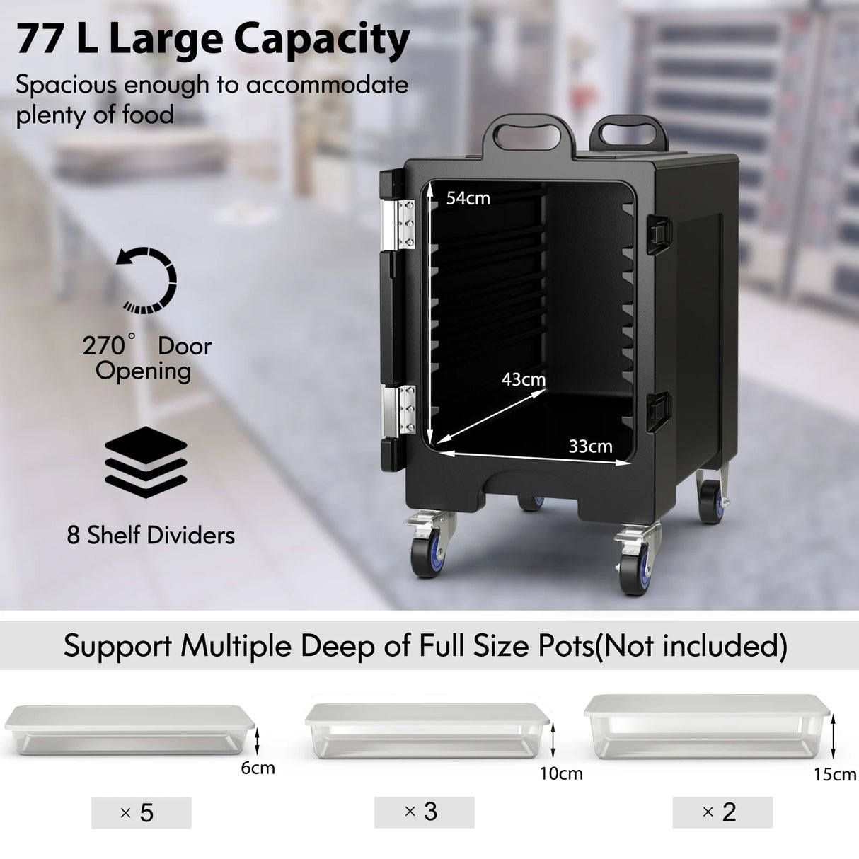 81 Quart Capacity End-loading Insulated Food Pan Carrier with Wheels