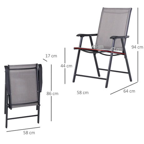Outsunny Set of Four Folding Garden Chairs - Grey