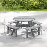 Outsunny 8-Seater Wooden Picnic Set-Fir Wood