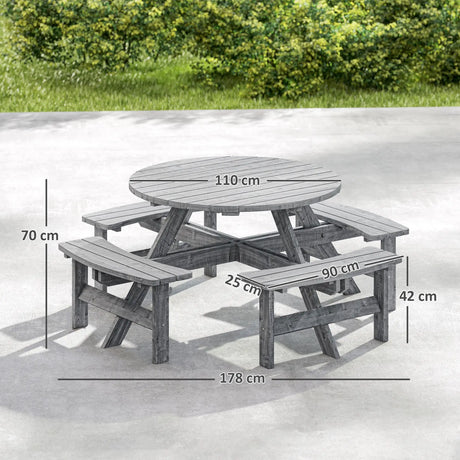 Outsunny 8-Seater Wooden Picnic Set-Fir Wood