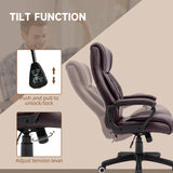 Vinsetto Office Chair with 6-Point Maaage, PU Desk Chair with Padded Seat and Armrest, Computer Chair with Tilt Function for Home, Brown