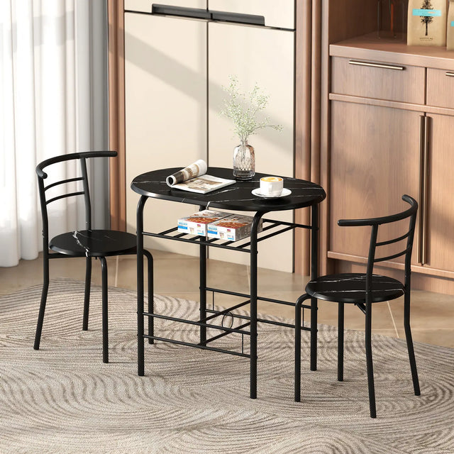 HOMCOM Three-Piece Compact Dining Set - Black