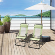 Outsunny Folding Garden Chairs Set of 2, 5-Position Recliner Camping Chair with High Back, All Weather Texteline Seat, Portable Outdoor Dining Chairs with Headrests for Patio, Picnic, Green