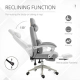 Vinsetto Office Chair, Ergonomic Desk Chair, High Back Fabric Work Chair with 160 Reclining Backrest, Retractable Footrest, Neck and Lumbar Pillow for Home and Study, Grey