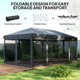 Outsunny 3 x 6m Pop Up Gazebo, Outdoor Canopy Shelter, Marquee Party Wedding Tent with 6 Mesh Walls and Carry Bag, Black