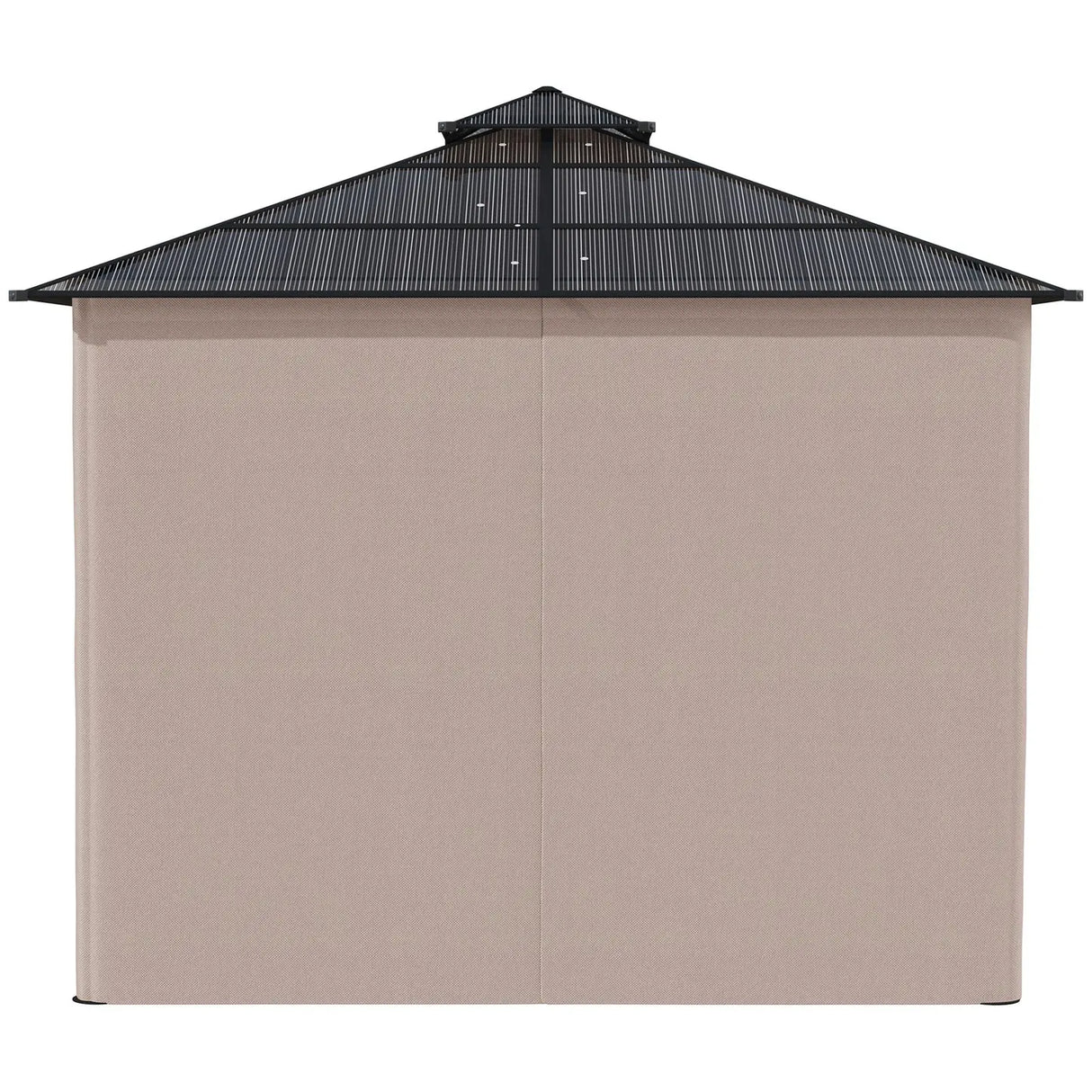 Outsunny 3 x 3 (m) Outdoor Polycarbonate Gazebo, Double Roof Hard Top Gazebo with Galvanised Steel Frame, Nettings & Curtains for Garden, Lawn, Patio and Deck, Khaki