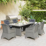 Outsunny Seven-Piece Rattan Dining Set - Mixed Grey
