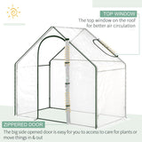 Outsunny Walk In PVC Greenhouse Garden Outdoor Flower Planter Steel Frame w/ Zipped Door & Window 180 x 100 x 168CM White