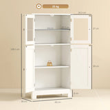 kleankin Bathroom Floor Cabinet, Freestanding Kitchen Cupboard with 2 Drawers, Adjustable Shelves and Tempered Glass Door, Wooden  Storage Unit for Living Room Kitchen Hallway