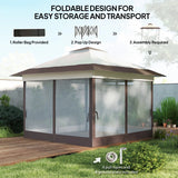 Outsunny 3.6 x 3.6 m Pop up Gazebo with Netting, Height Adjustable Party Tent Instant Canopy Sun Shade Shelter, Khaki