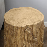 HOMCOM Tree Stump End Table, Round Concrete Side Table for Indoor and Outdoor Use, Natural Wood Effect