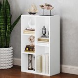 HOMCOM 2-Tier Bookshelf with 5 Compartments - White