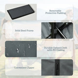 Outsunny Outdoor Pull Along Cart Folding Cargo Wagon Trailer Trolley for Beach Garden with Handle, Anti-Slip Wheel - Dark Grey