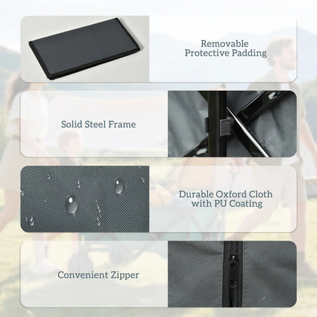 Outsunny Outdoor Pull Along Cart Folding Cargo Wagon Trailer Trolley for Beach Garden with Handle, Anti-Slip Wheel - Dark Grey