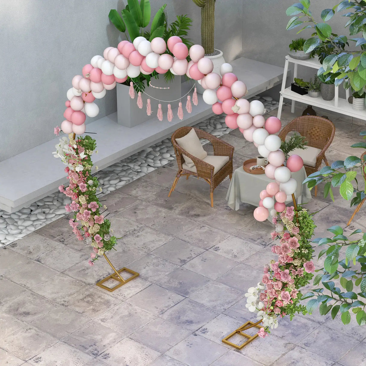 Outsunny 280cm Gold Backdrop Stand, Round Metal Wedding Arch for Birthday Party, Bridal Shower, Graduation, Ceremony
