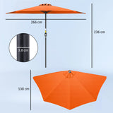 Outsunny Half Round Parasol Umbrella - Orange