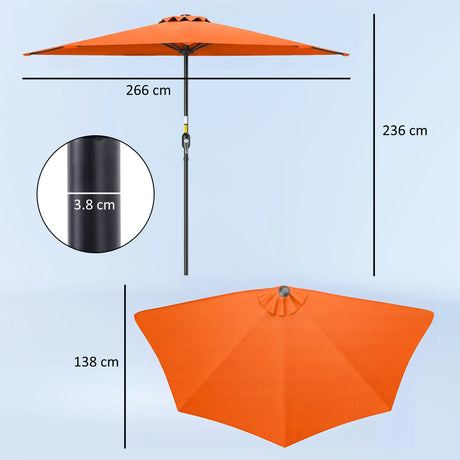 Outsunny Half Round Parasol Umbrella - Orange