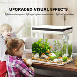 PawHut 26L Glass Fish Tank With Filter System, LED Lights, Water Pump, White
