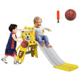 AIYAPLAY Baby Slide with Basketball Hoop, Climber, Easy to Assemble Kids Slide for Indoor Use, for Ages 18-36 Months - Yellow