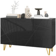 HOMCOM Modern Luxe High Gloss Sideboard with Golden Hairpin Legs, Black