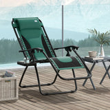 Outsunny Zero Gravity Lounger Chair, Folding Reclining Patio Chair with Padded Seat, Cup Holder, Soft Cushion and Headrest for Poolside, Camping, Green