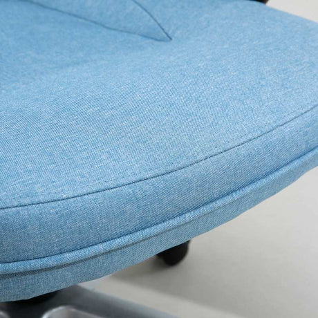 Vinsetto Office Chair, Linen Fabric Desk Chair, Height Adjustable Computer Chair with Padded Armrests, Swivel Wheels and Tilt Function, Blue