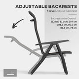 Outsunny Set of Four Folding Garden Chairs, with Seven-Position Adjustable Backs, Dark Brown