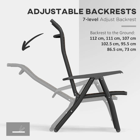 Outsunny Set of Four Folding Garden Chairs, with Seven-Position Adjustable Backs, Dark Brown