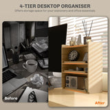 HOMCOM Four-Tier Desktop Organiser - Oak Tone