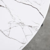 HOMCOM Modern Round Dining Table Leisure Coffee Bistro Table with Metal Base for Kitchen & Dining Room White