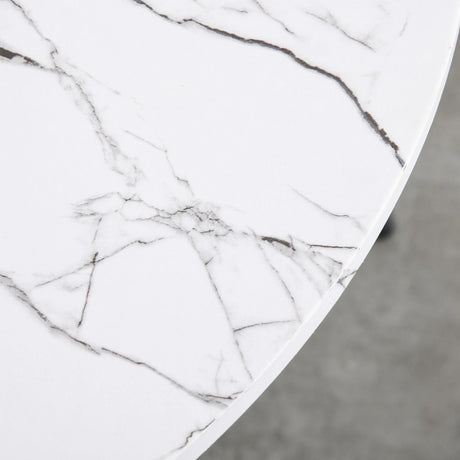 HOMCOM Modern Round Dining Table Leisure Coffee Bistro Table with Metal Base for Kitchen & Dining Room White