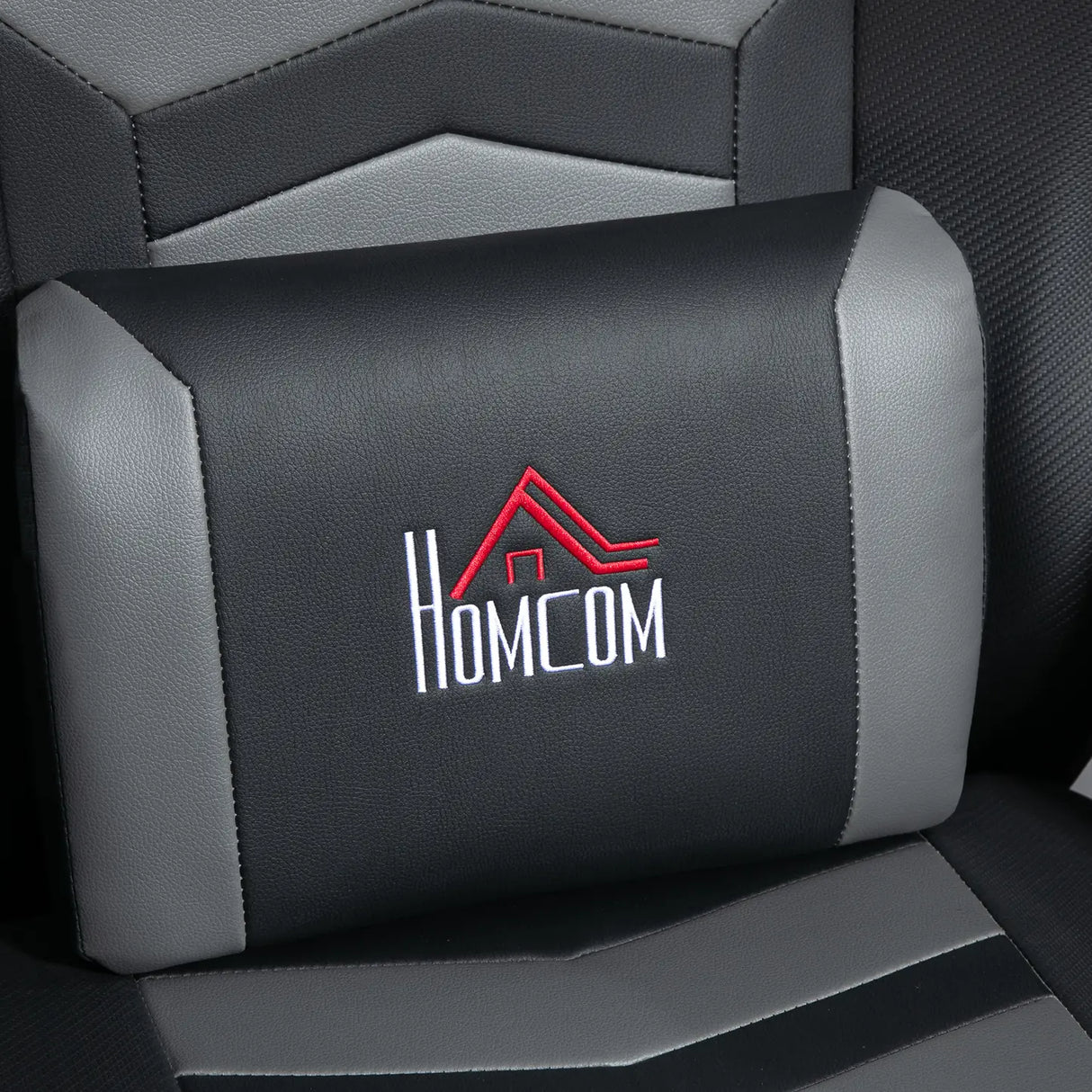 HOMCOM Small Leather Massage Recliner Chair with Ergonomic High Back Retractable Footrest Headrest Work Break Grey