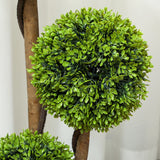 HOMCOM Decorative Artificial Trees Boxwood Ball Topiary Trees Set of 2 in Pot, Fake Plants for Home Indoor Outdoor Decor