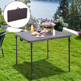 Outsunny 2.8FT Metal Portable Picnic Table Outdoor Furniture, 86Lx86Wx71.5H cm-Black/Brown