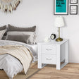 HOMCOM Bedside Table with 2 Drawers, Nightstand with Handles and Elevated Base, Side Table for Bedroom, Living Room, White