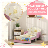AIYAPLAY Toddler Bed with Storage, Guardrails, Sun Design, for Ages 3-8 Years, Fits 140 x 70cm Mattress,