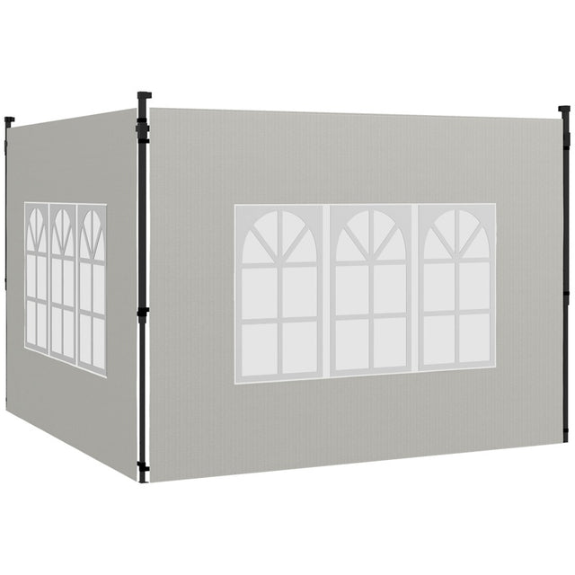 Outsunny Gazebo Side Panels, Sides Replacement with Window for 3x3(m) or 3x6m Gazebo Canopy, 2 Pack, White