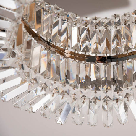 HOMCOM Crystal Ceiling Light Modern Chandeliers Stainless Steel Pendant Lights with Crystal Decorations for Living Room Bedroom Dining Room Hall Silver