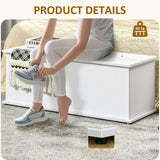 HOMCOM 113L Storage Chest, Storage Box with Flip-Top Lid and 2 Safety Hinges, Storage Trunk for Living Room, Entryway, 100 x 40 x 40 cm, White