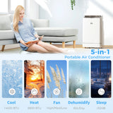 HOMCOM 14000 BTU Mobile Air Conditioner, Smart Home WiFi Compatible, with Heater, Cooler, Dehumidifier, Fan, 24H Timer